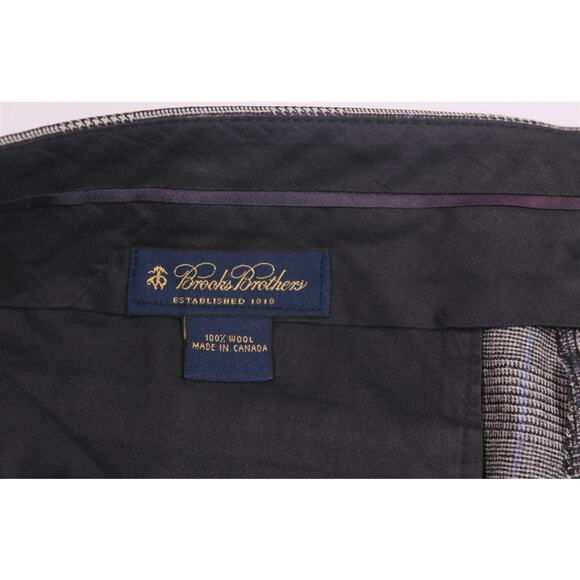 Brooks Brothers Gray Black Plaid Wool Fleece Pleated Dress Pants Trousers 38x28 - Picture 5 of 6